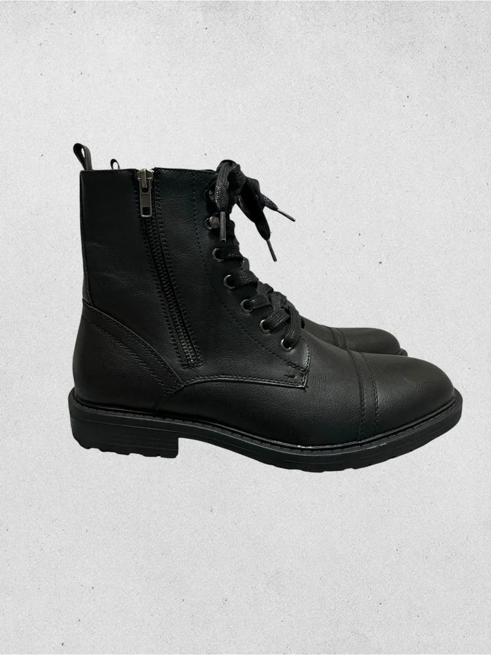 Unlisted. Black Lace-Up Side-Zip Leather Boots